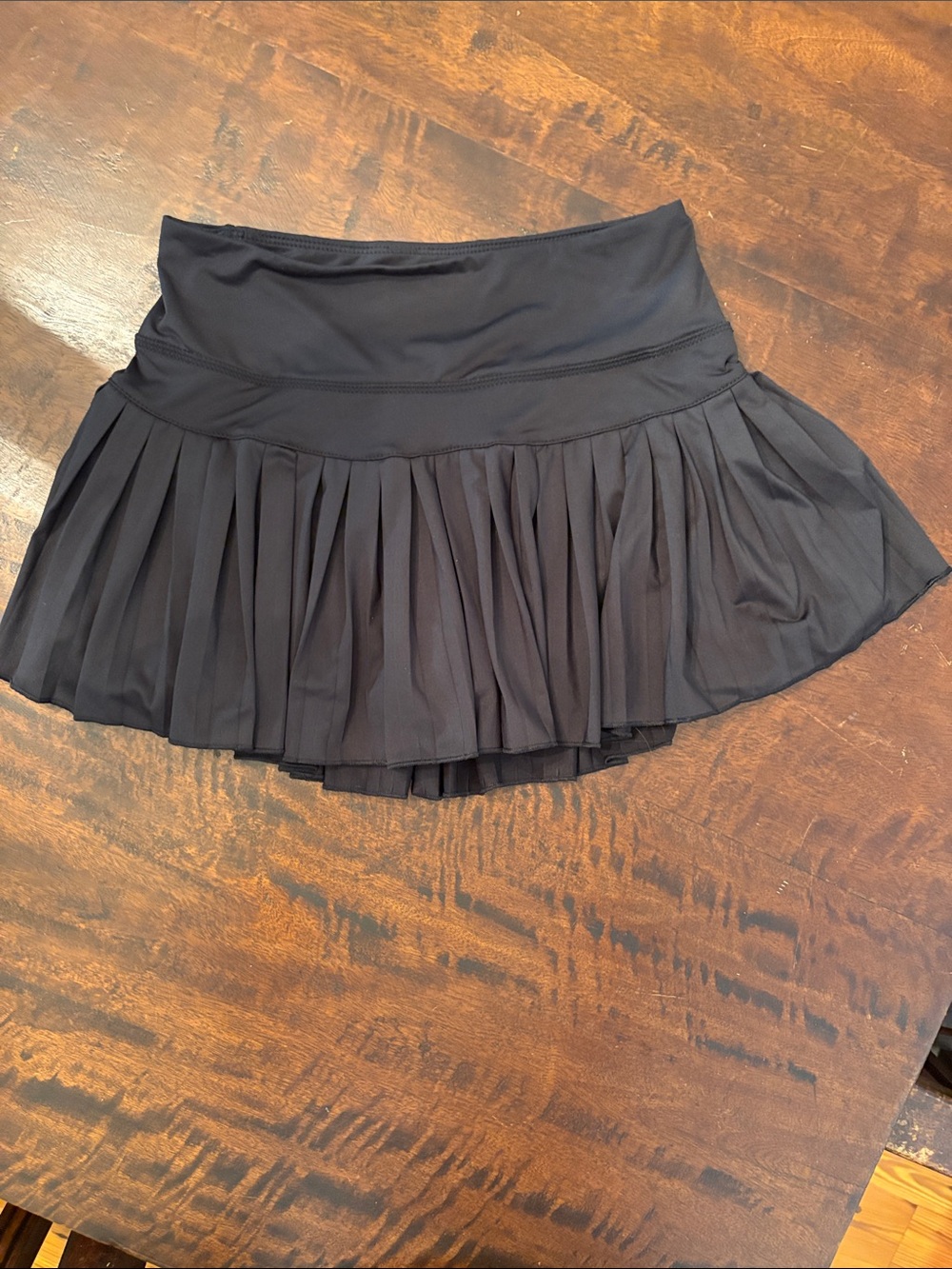 Gold Hinge Black Pleated Mini Skirt with Wide Waistband - Womens Small